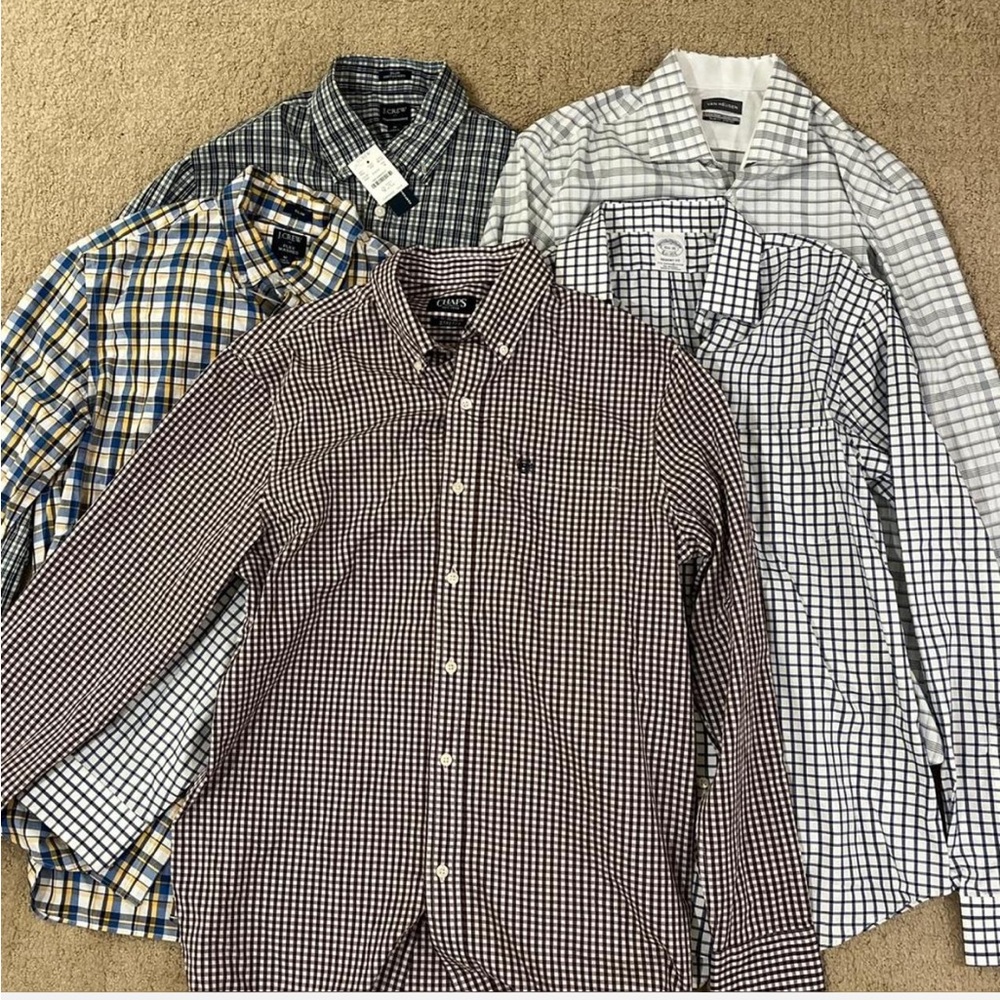 Lot of 5 Men’s shirts: J Crew, Van Huesen, brooks brothers 3/5 NWT